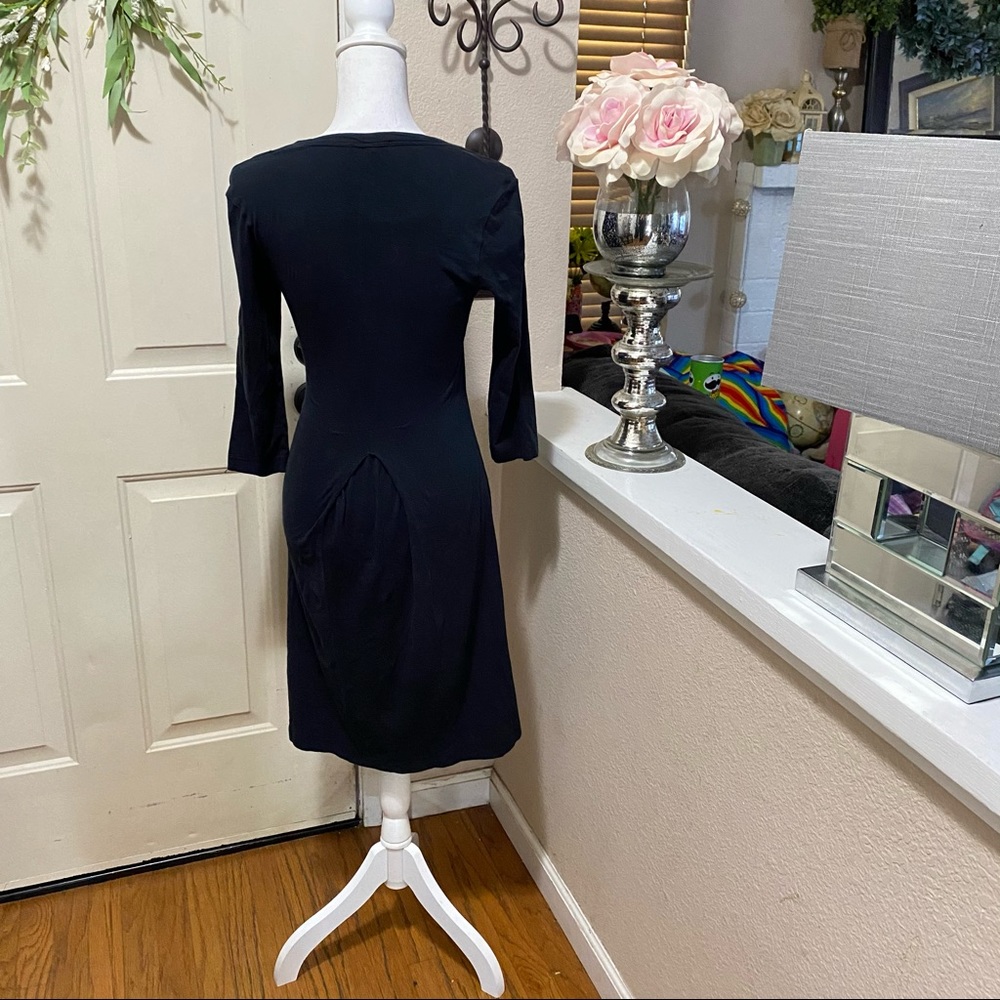 James Perse Chic Black 3/4” Sleeves Midi Dress - Picture 7 of 12